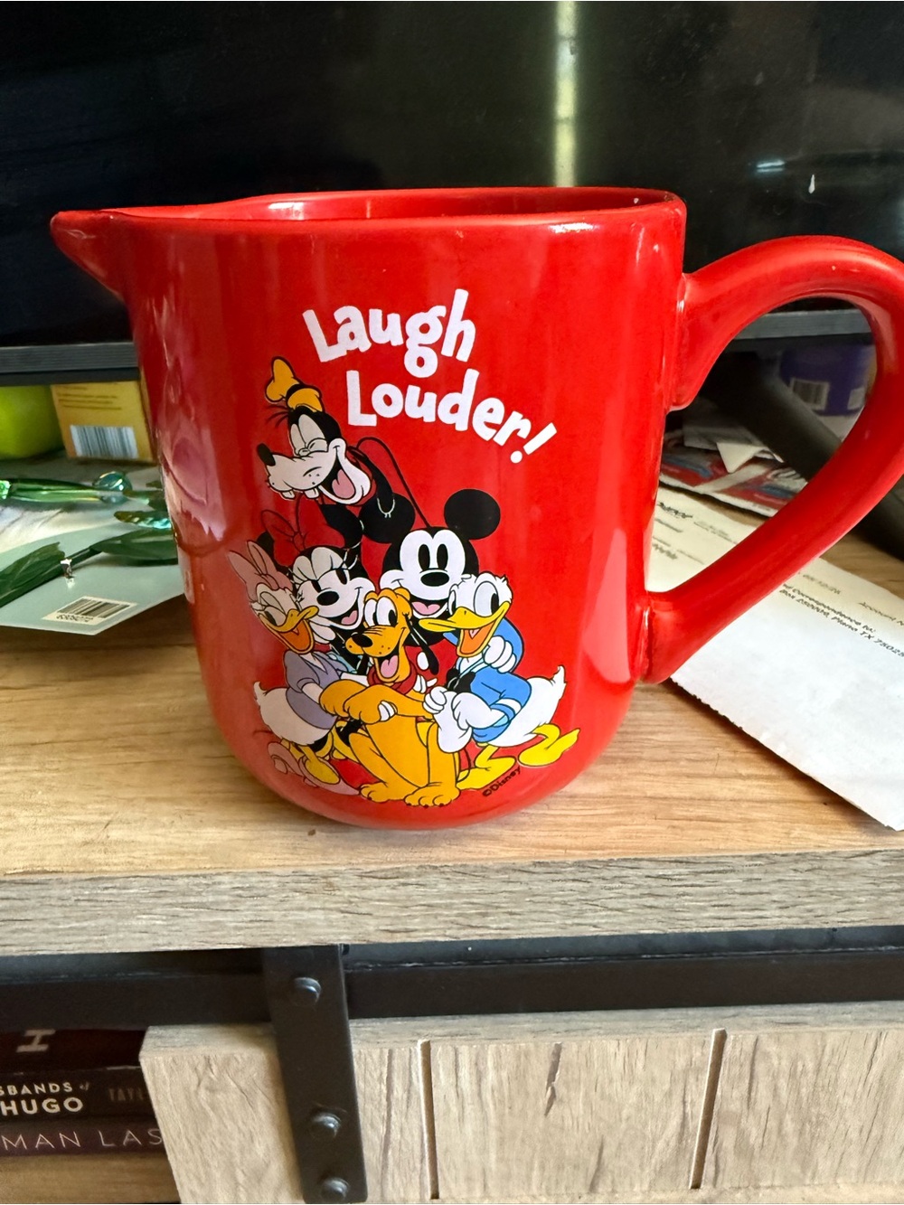 Laugh Louder! Red Disney Character Ceramic Pitcher